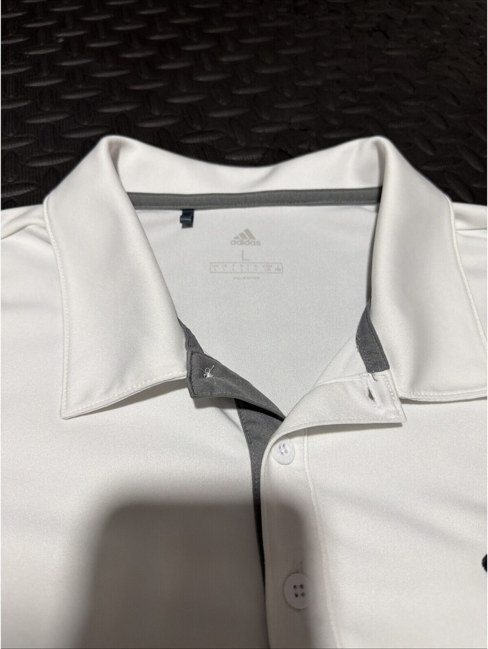 Adidas Golf Polo Shirt Mens Large White Gray Pierce Logo Performance - Picture 3 of 9